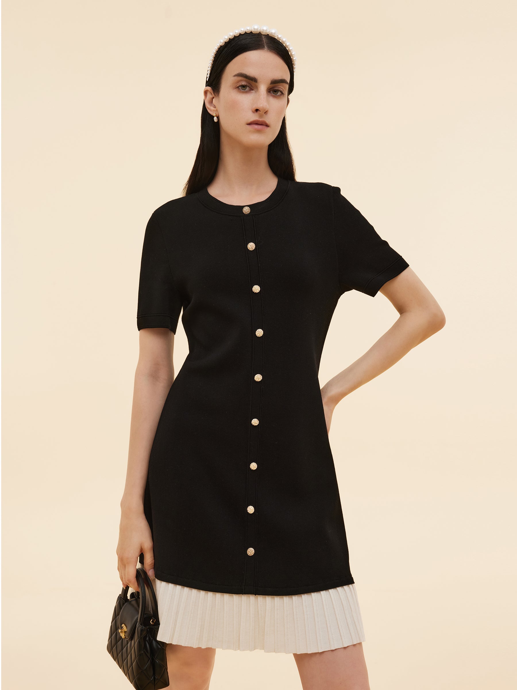 Bloklu Pleated Mini Dress by SIENA - image 4