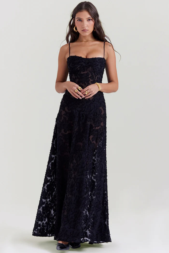 Noir Lace Maxi Dress by SIENA