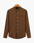 Mandarin Collar Shirt – Textured Cotton Mandarin Shirt