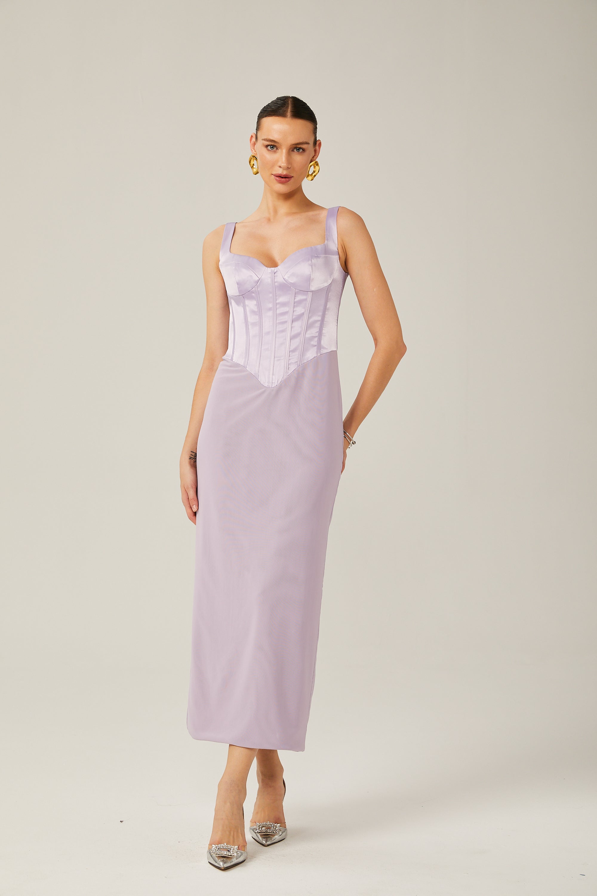 Amelina Corset Satin Dress by SIENA - image 4