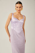 Amelina Corset Satin Dress by SIENA