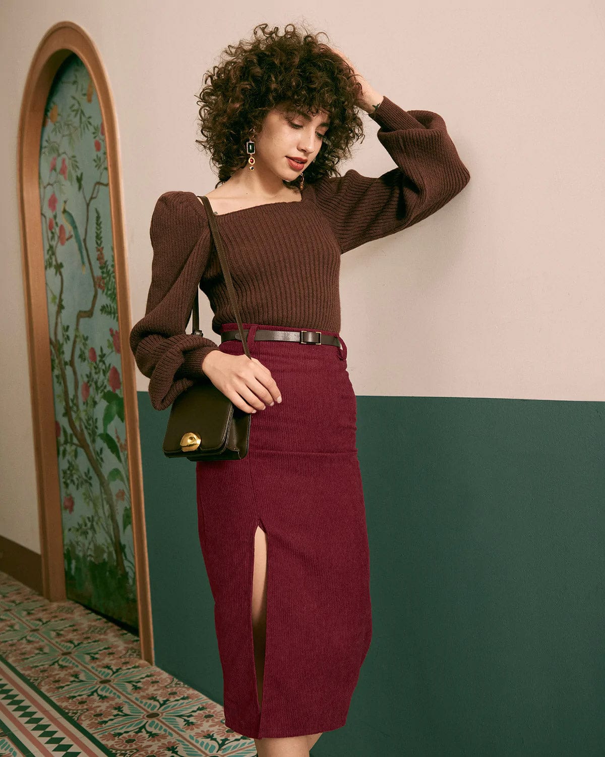 High Waist Slit Midi Skirt by SIENA - image 3