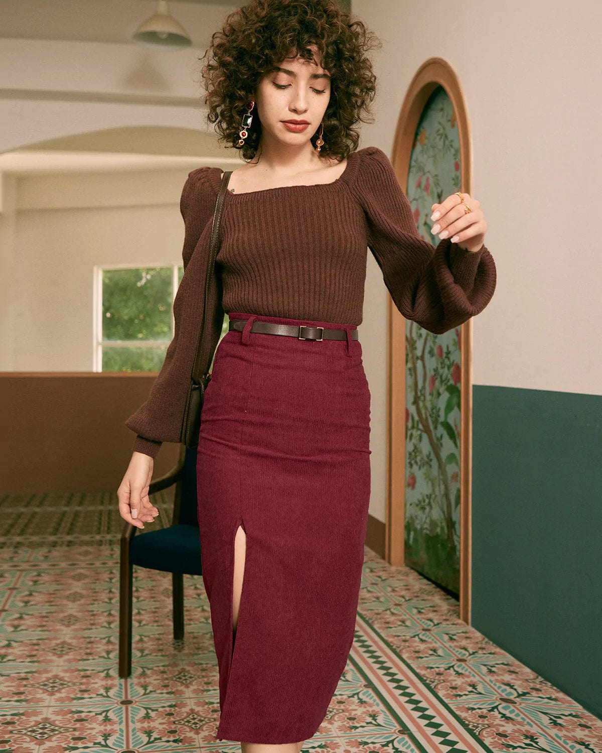 High Waist Slit Midi Skirt by SIENA - image 2