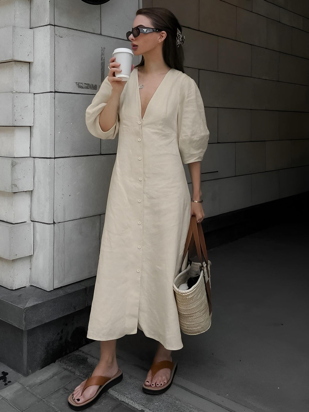 Yiwu Linen Maxi Dress by SIENA