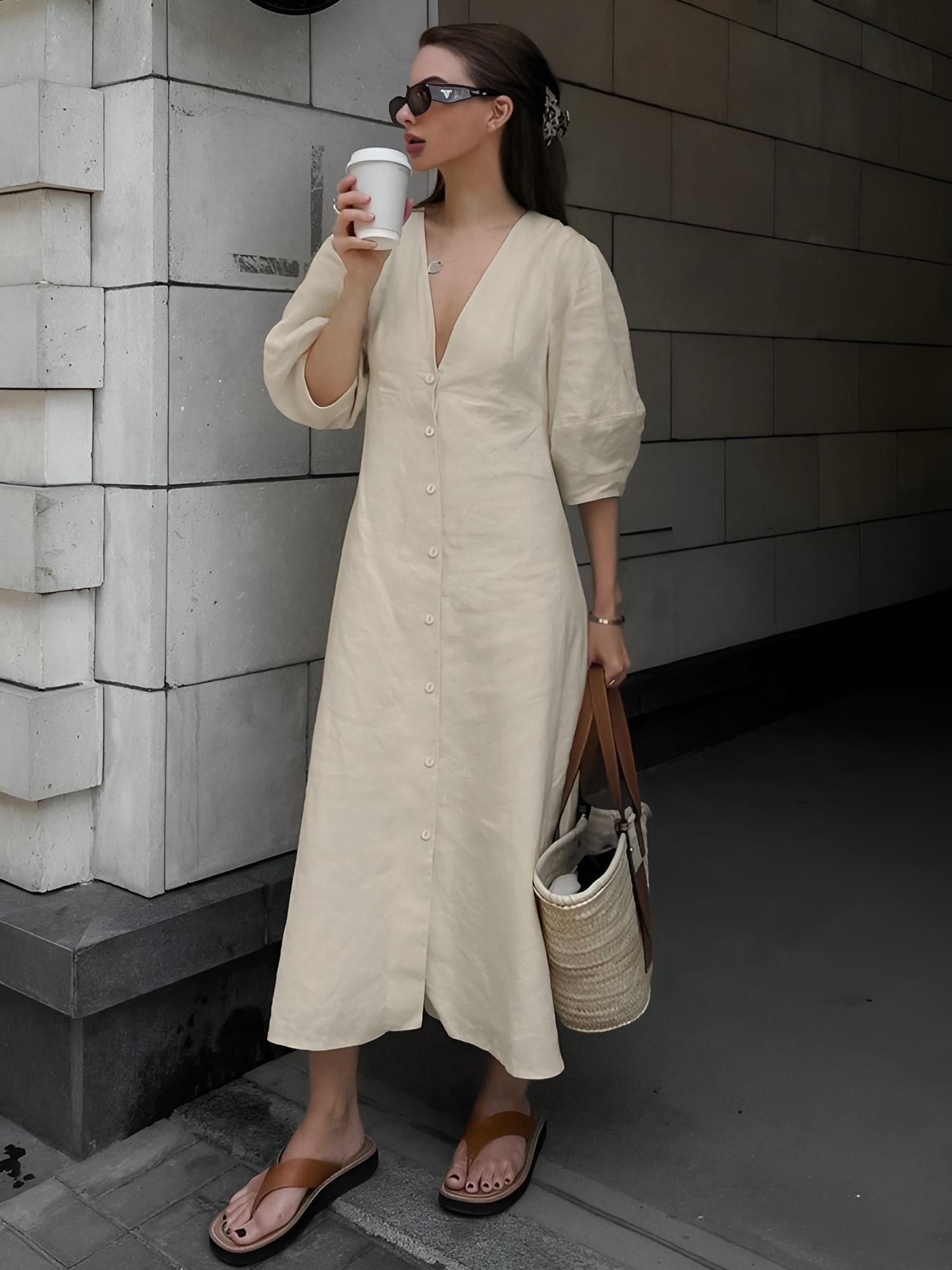 Yiwu Linen Maxi Dress by SIENA