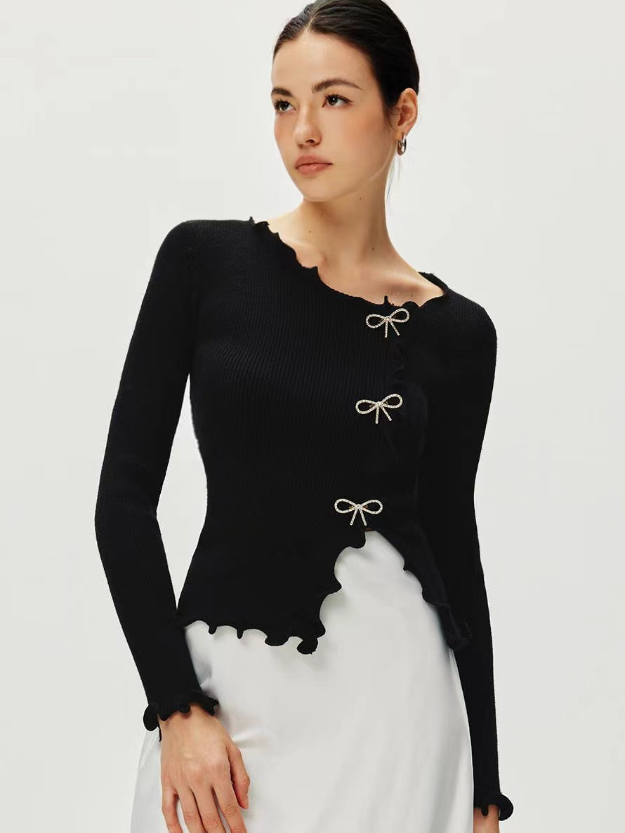 Rhinestone Bow Cardigan by SIENA - image 2