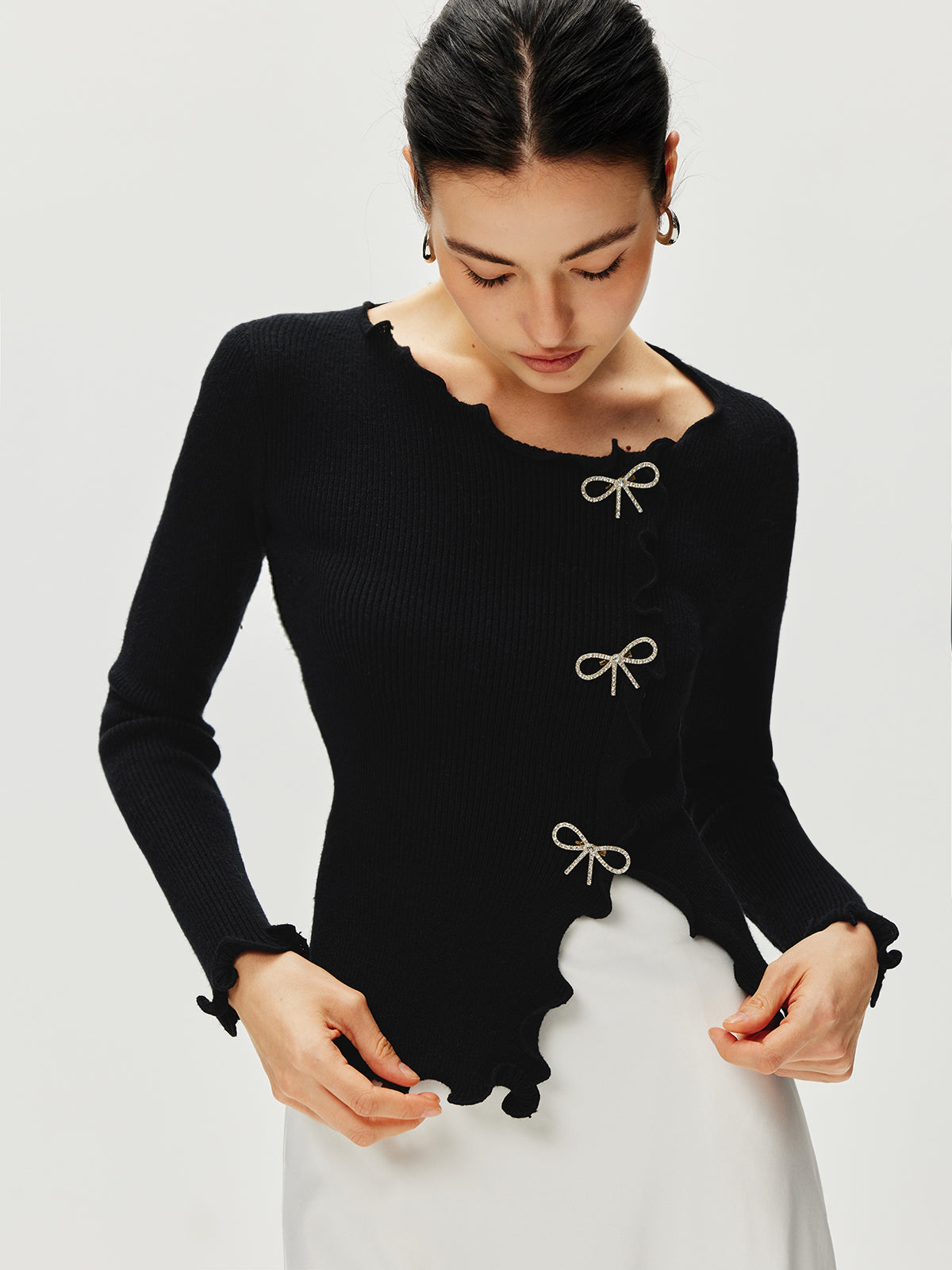Rhinestone Bow Cardigan by SIENA - image 4