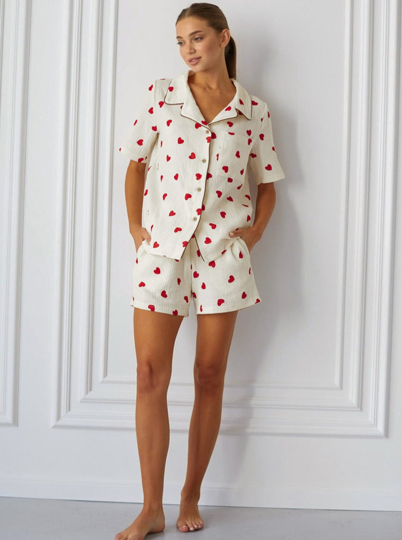 Kalp Printed Shorts Set by SIENA