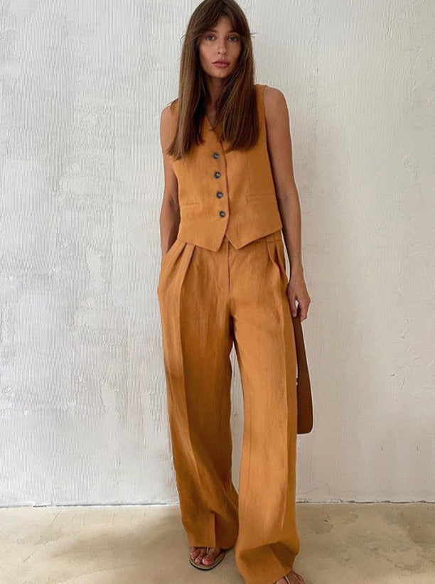 Solid Buttoned Pants Set by SIENA - image 2
