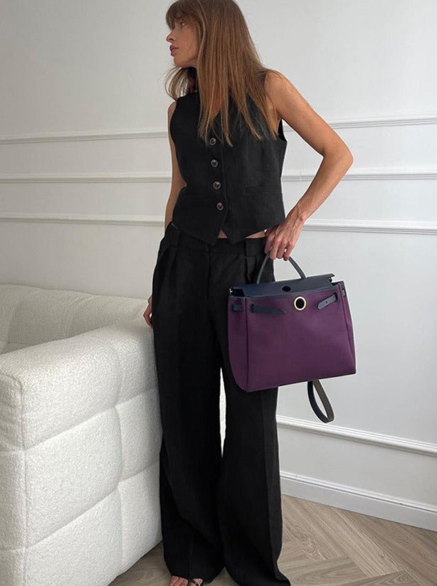 Solid Buttoned Pants Set by SIENA - image 7