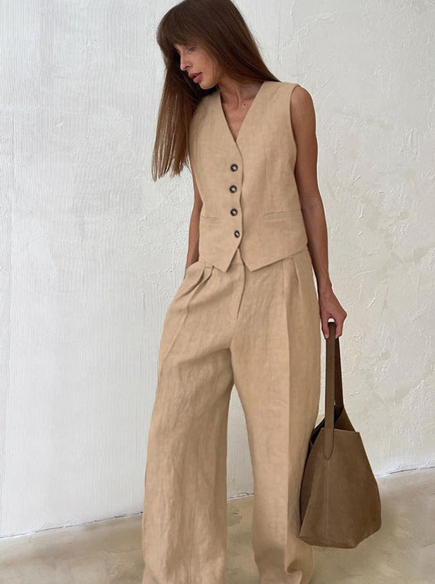 Solid Buttoned Pants Set by SIENA - image 4