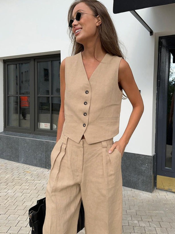 Solid Buttoned Pants Set by SIENA - image 9