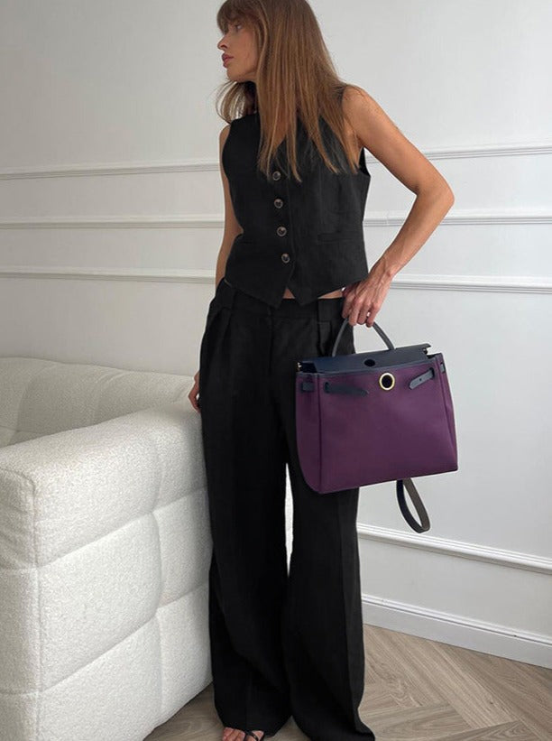 Solid Buttoned Pants Set by SIENA - image 3