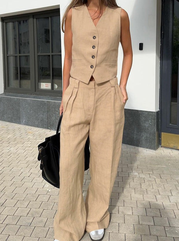 Solid Buttoned Pants Set by SIENA - image 8