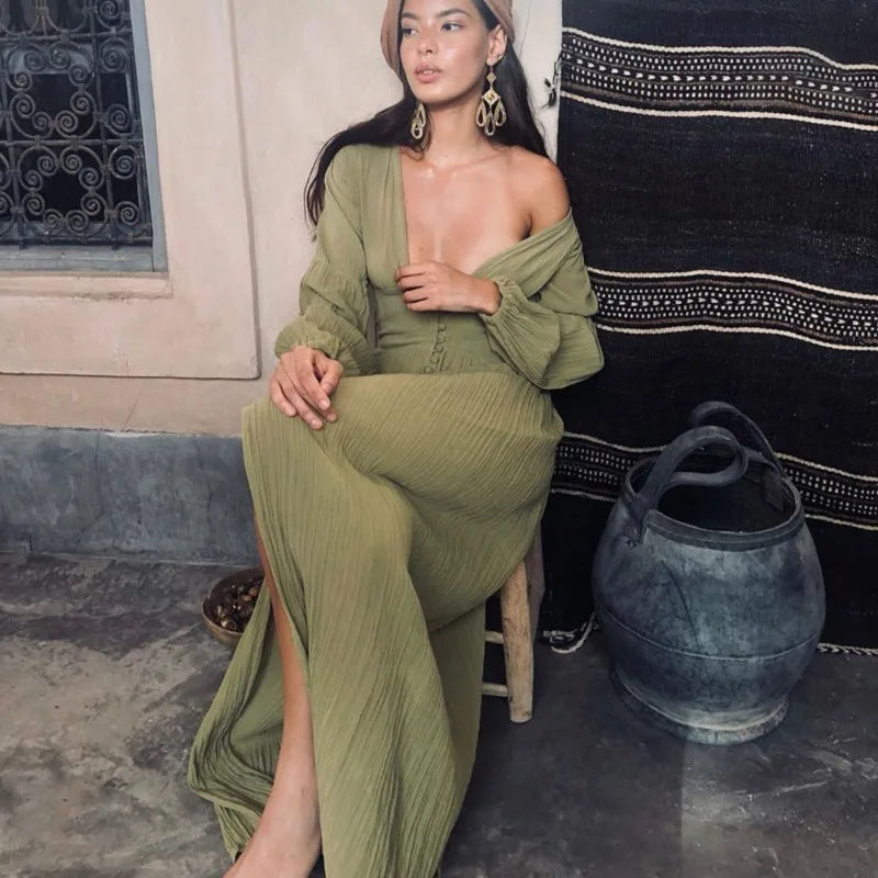 Vintage Linen Maxi Dress by SIENA - image 2