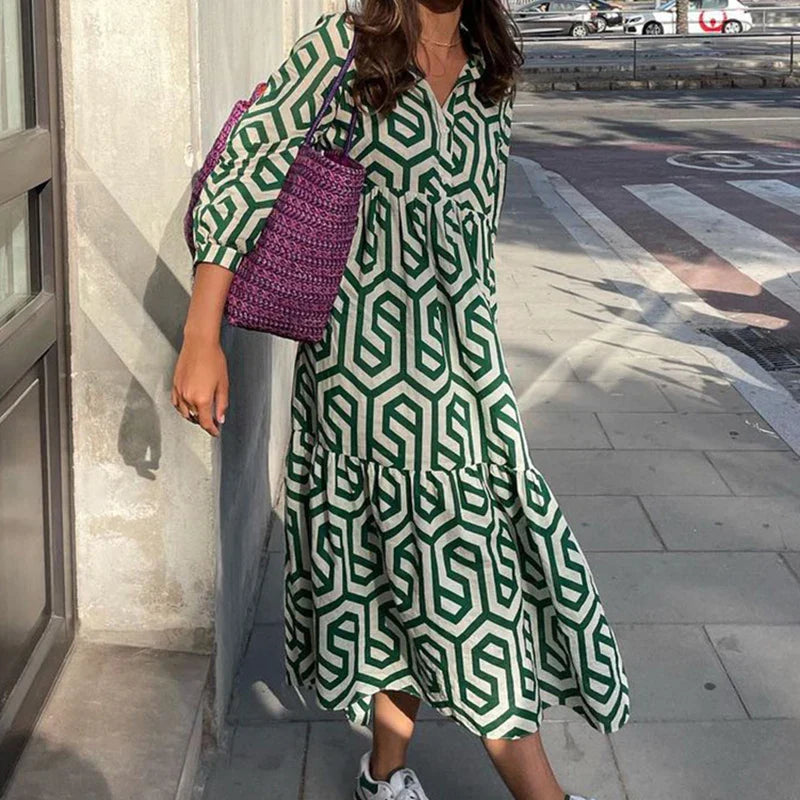 Printed Bubble Maxi Dress by SIENA