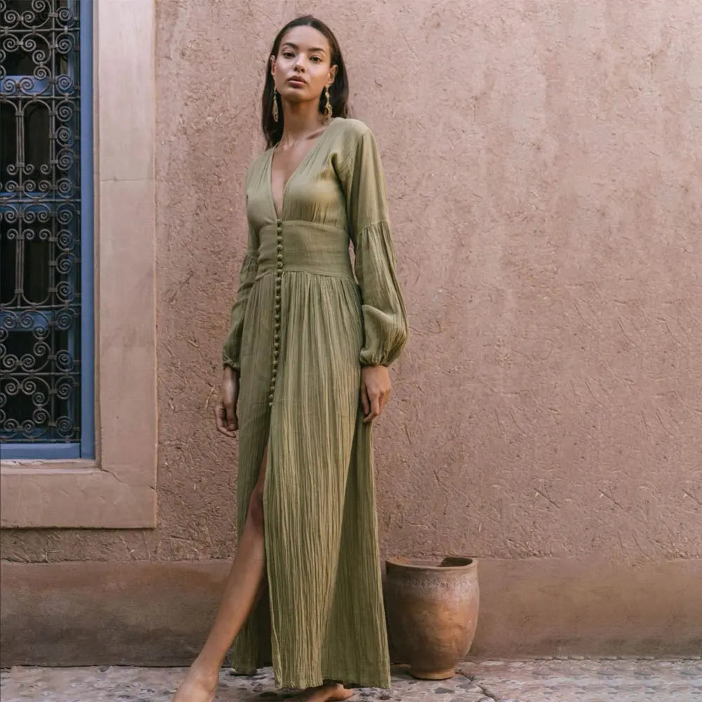 Vintage Linen Maxi Dress by SIENA - image 7