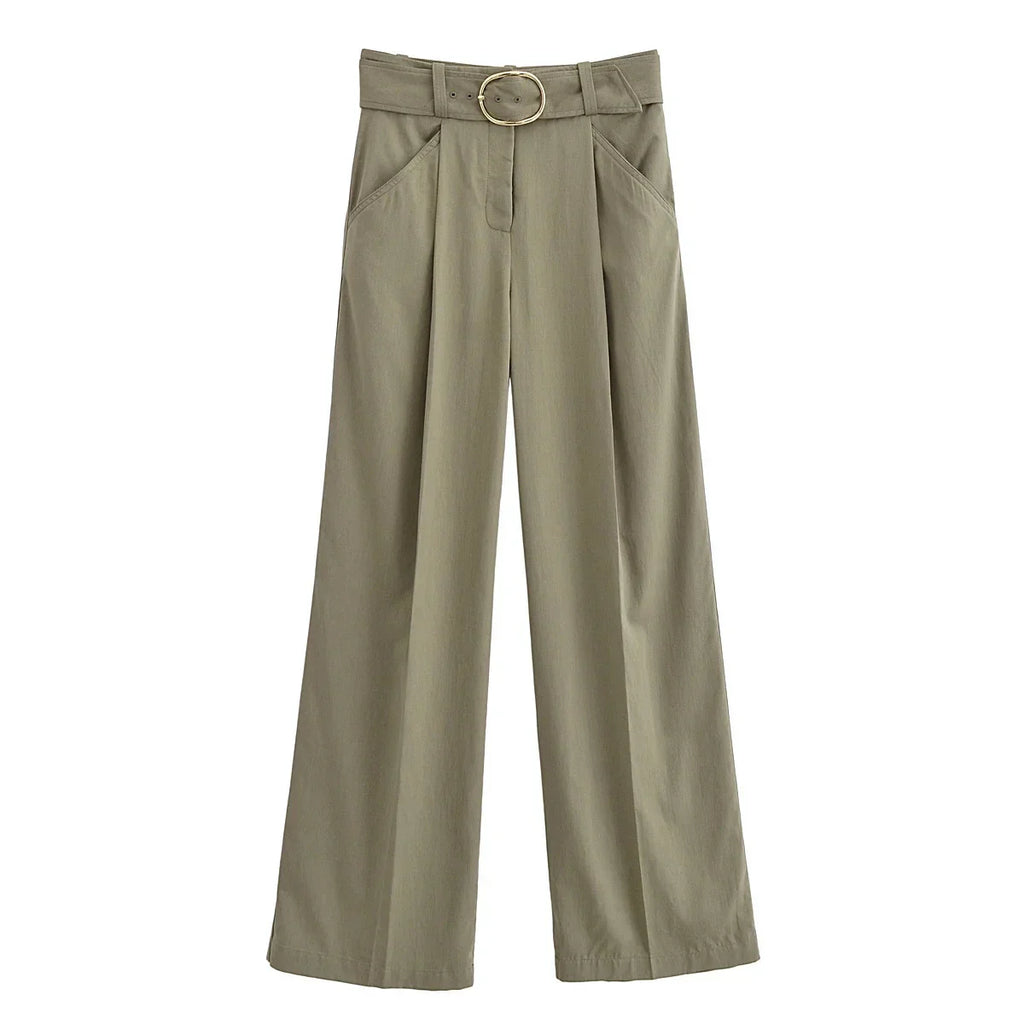 Dokumlu High Waist Pants by SIENA
