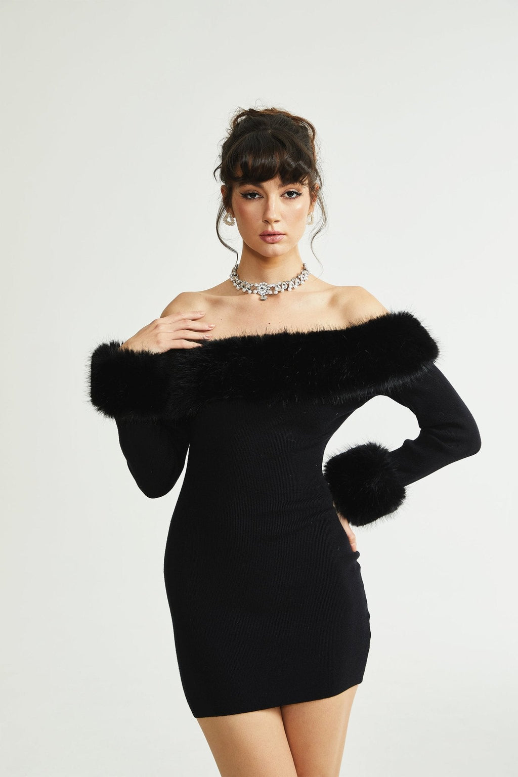 Madeleine Faux Fur Mini Dress by SIENA