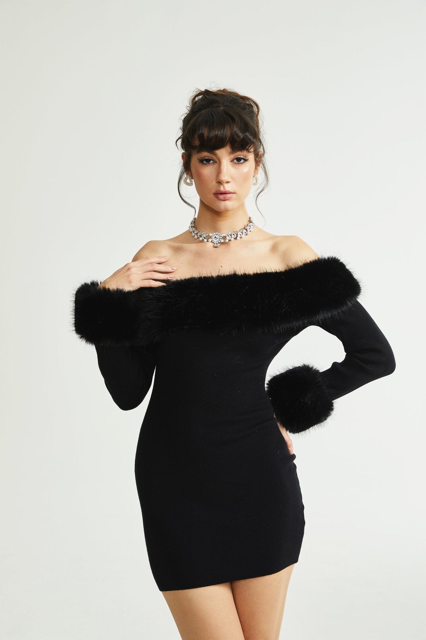Madeleine Faux Fur Mini Dress by SIENA