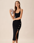Siyah Buttoned Midi Dress by SIENA